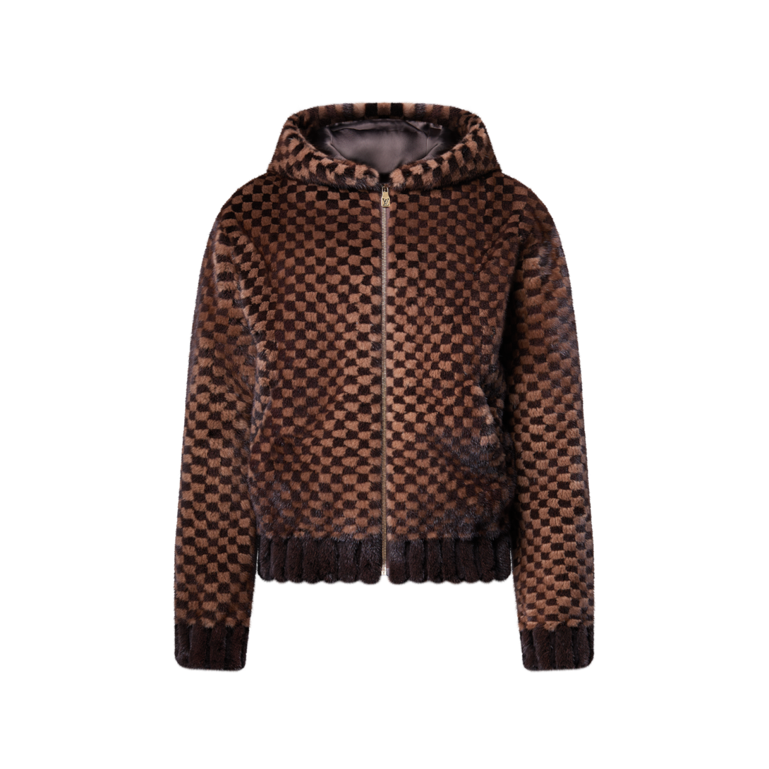 Louis Vuitton ブラウン パーカー Damier Intarsia Zipped Mink Hoodie - High-End Ready-to-Wear